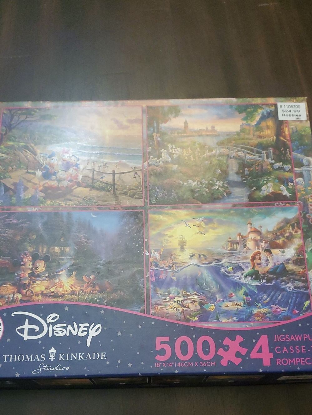 Disney x Thomas Kinkade 4-Pack 500-Piece Jigsaw Puzzle Set - Multi-Color